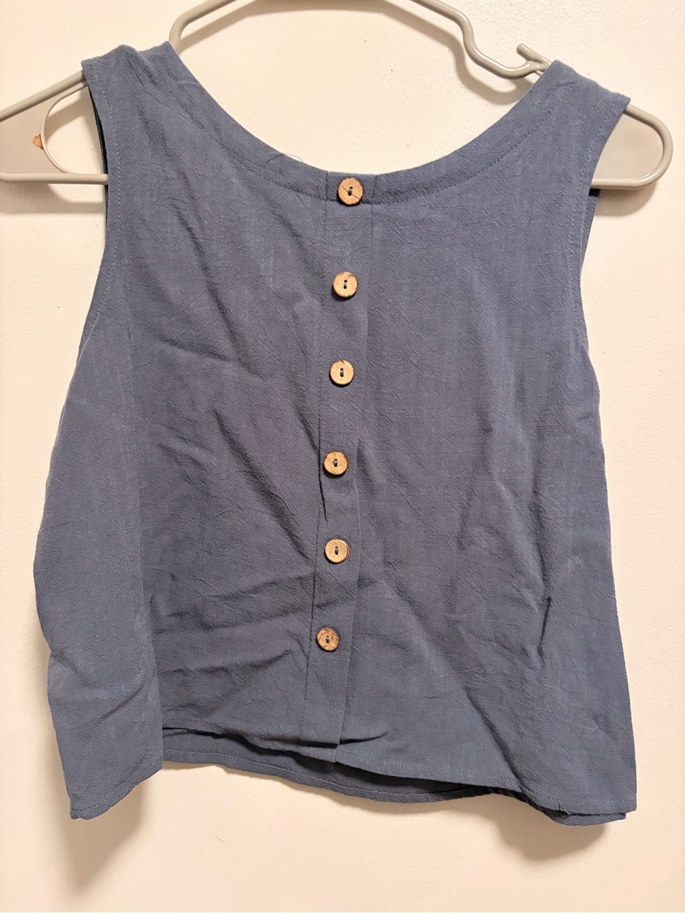Sleeveless ButtonTank Top in Dusty Blue
